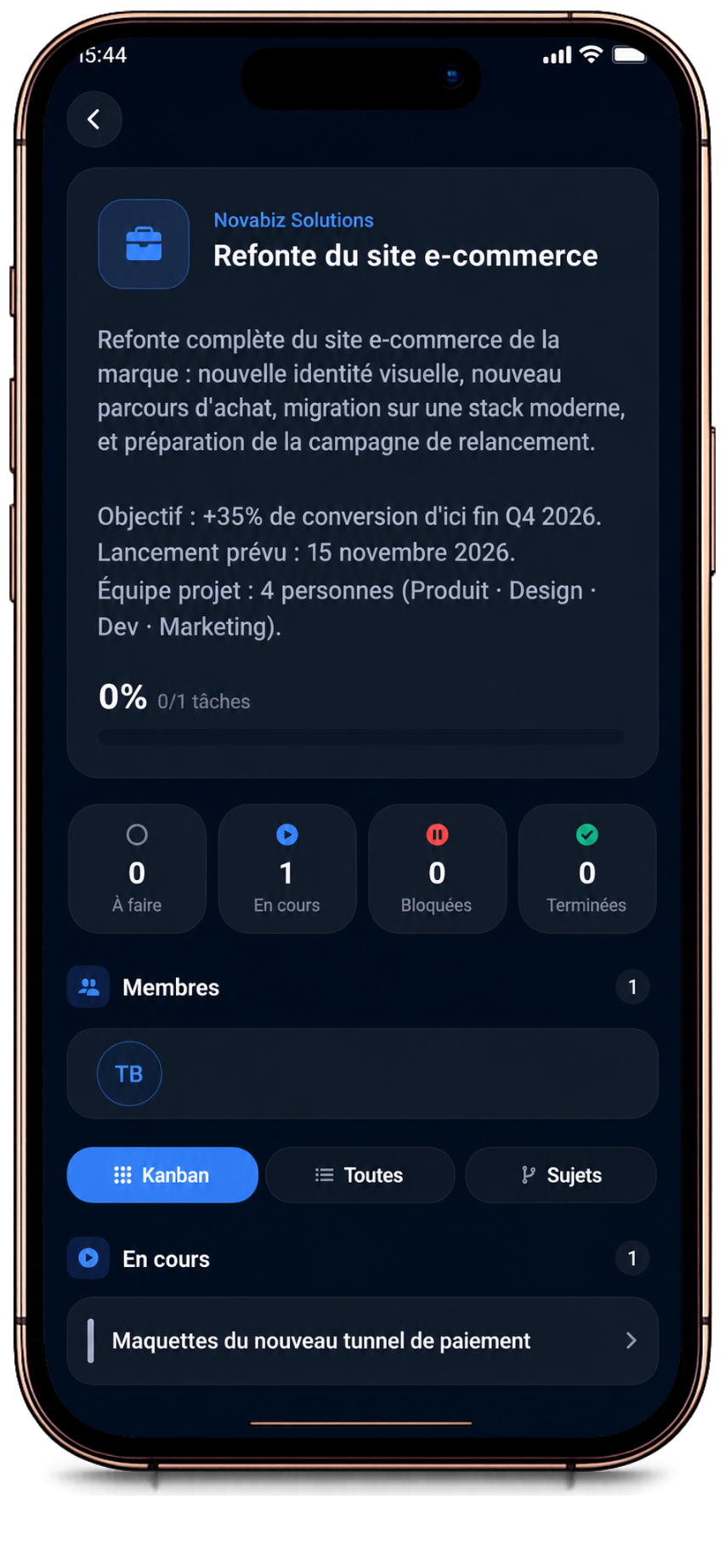 Vue agenda du Task Manager · semaine de tâches client et internes